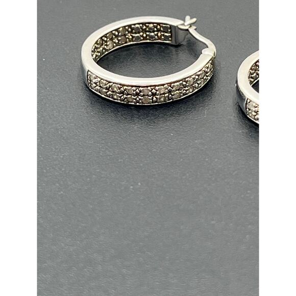 DBJ Dee Berkley 925 Sterling Silver Genuine Cut Diamond In & Out Hoop
Earrings - Picture 5 of 16